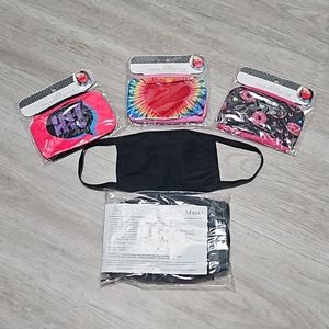 😷NIP~Bundle 5 Black Fruit of the Loom Face Masks, 3 Kids Face Protectors Unisex
